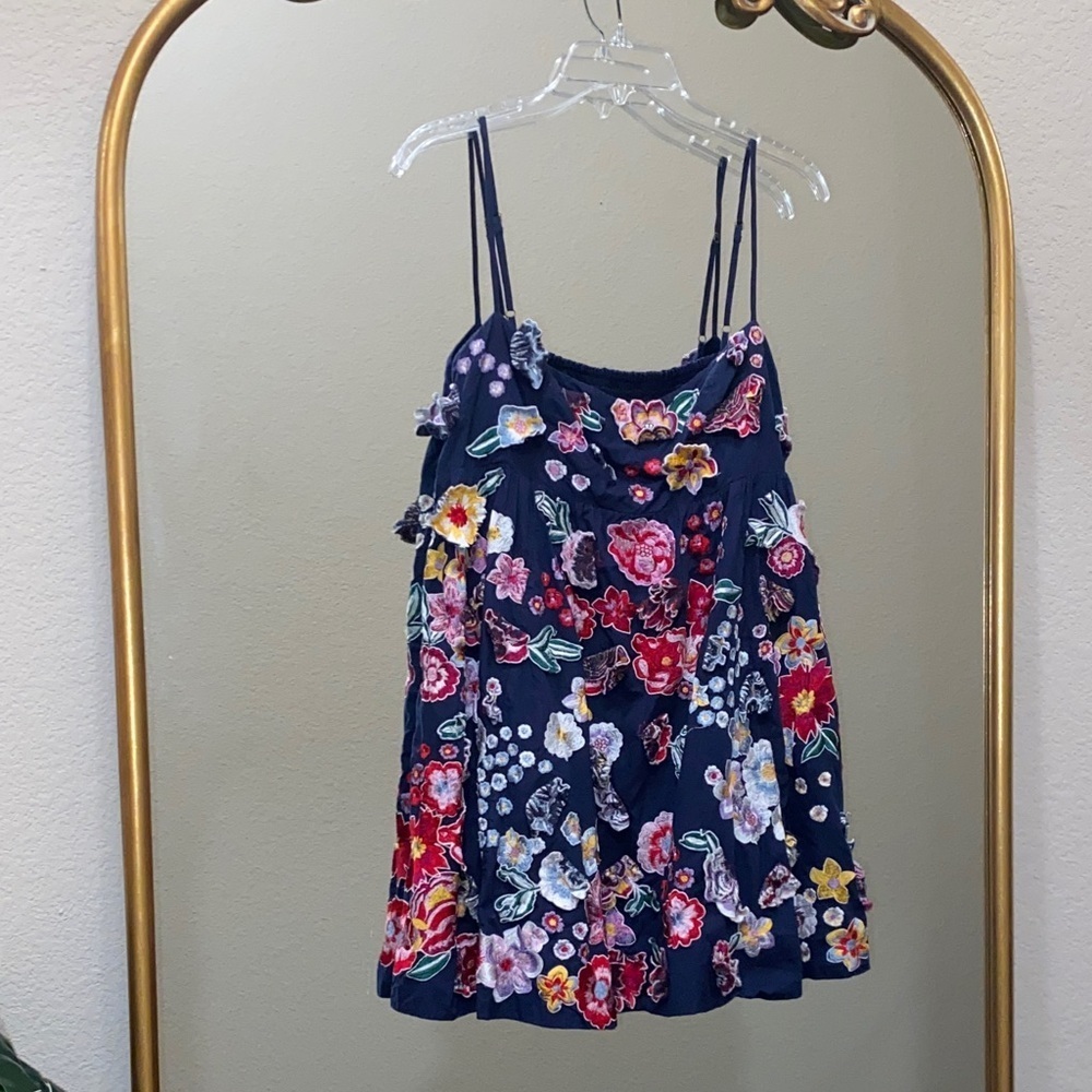 Anthropologie Sleeveless 3D Floral Babydoll Mini Dress Size XL - Picture 8 of 12